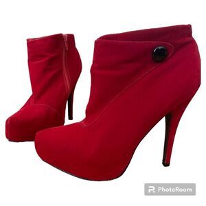Charlotte Russe Red Velvet Stiletto Booties Size 7